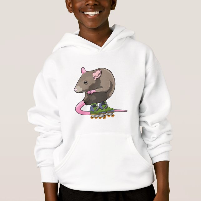 Maus als Inline-Skater mit Inline-Skaten Hoodie (Vorderseite)