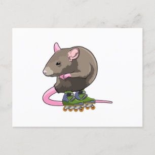 Maus als Inline-Skater mit Inline-Skaten Postkarte