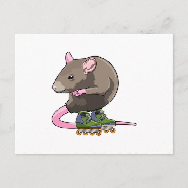 Maus als Inline-Skater mit Inline-Skaten Postkarte (Vorderseite)