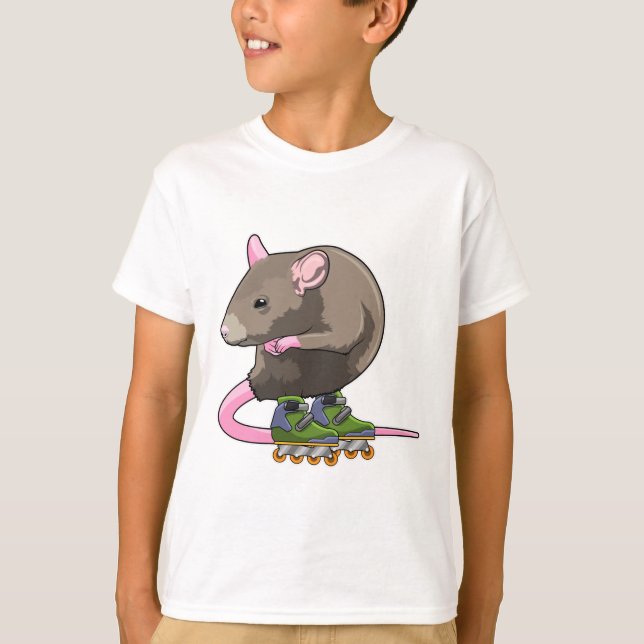 Maus als Inline-Skater mit Inline-Skaten T-Shirt (Vorderseite)