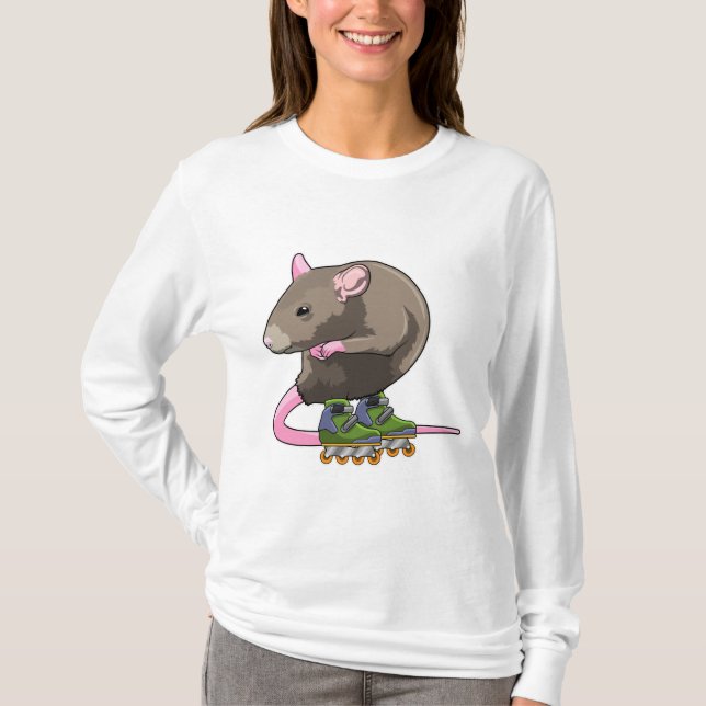 Maus als Inline-Skater mit Inline-Skaten T-Shirt (Vorderseite)