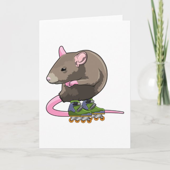 Maus als Inline-Skater mit Inline-Skates Karte (Vorderseite)