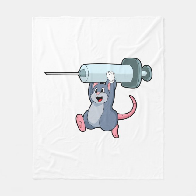 Maus als Krankenschwester mit Spritze.PNG Fleecedecke (Vorderseite)