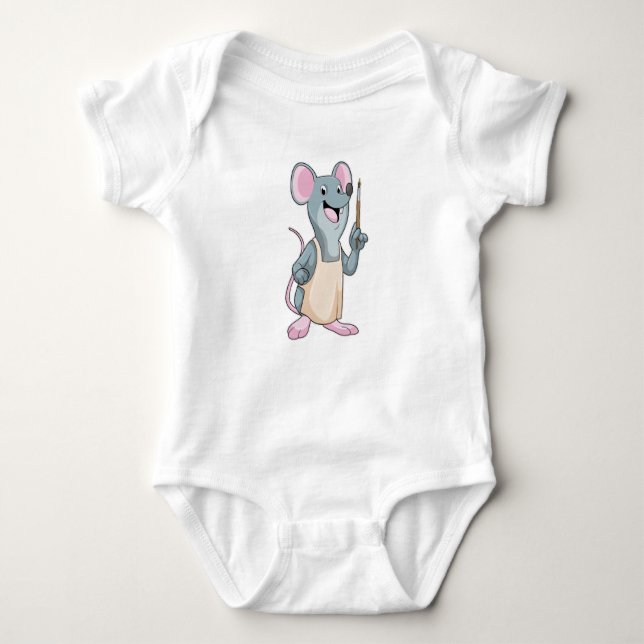 Maus als Maler mit Pinsel Baby Strampler (Vorderseite)