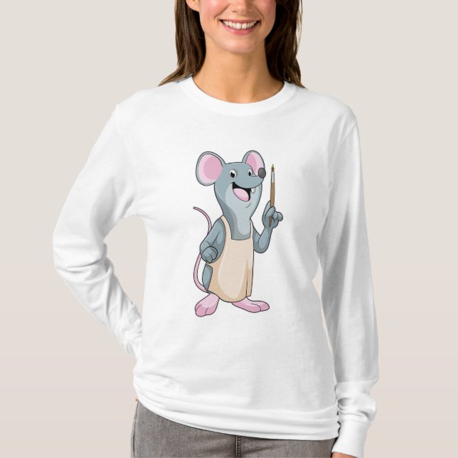Maus als Maler mit Pinsel T-Shirt (Vorderseite)
