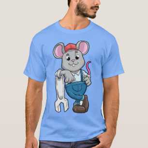 Maus als Mechanik mit Werkzeugen und Helm T-Shirt