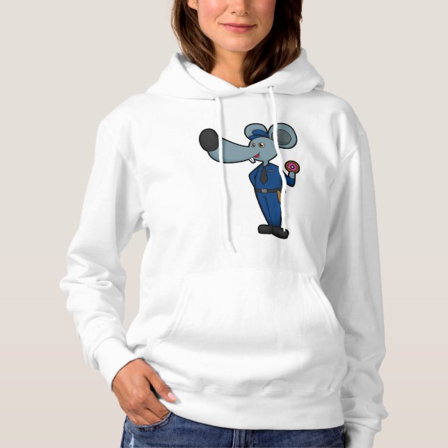 Maus als Polizeibeamter mit Donut Hoodie (Vorderseite)
