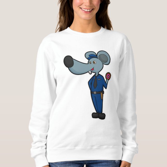 Maus als Polizeibeamter mit Donut Sweatshirt (Vorderseite)