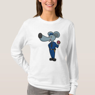 Maus als Polizeibeamter mit Donut T-Shirt