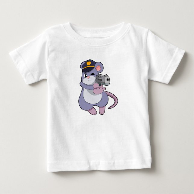 Maus als Polizeibeamter mit Polizeihut Baby T-shirt (Vorderseite)