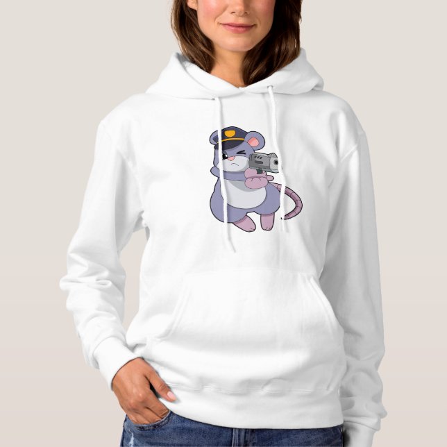 Maus als Polizeibeamter mit Polizeihut Hoodie (Vorderseite)