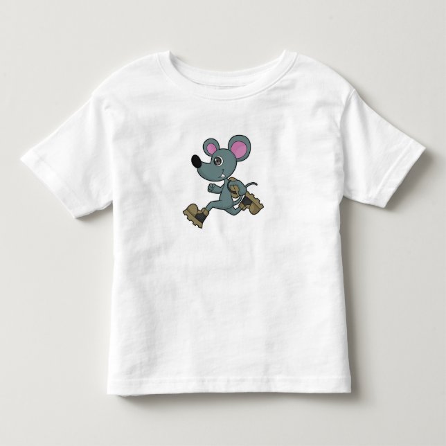 Maus als Runner mit Backpack Kleinkind T-shirt (Vorderseite)