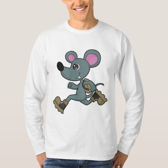 Maus als Runner mit Backpack T-Shirt (Vorderseite)