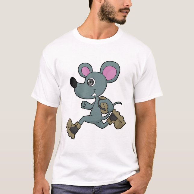 Maus als Runner mit Backpack T-Shirt (Vorderseite)
