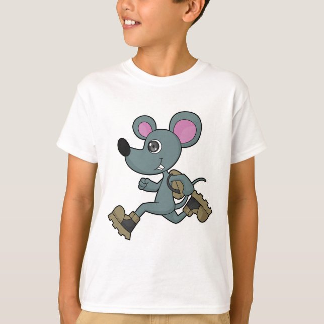 Maus als Runner mit Backpack T-Shirt (Vorderseite)