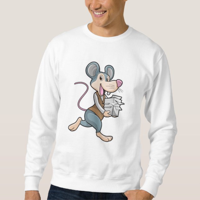 Maus als Sekretär mit Papier Sweatshirt (Vorderseite)