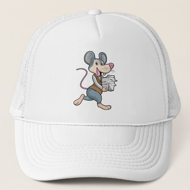 Maus als Sekretär mit Papier Truckerkappe (Vorderseite)