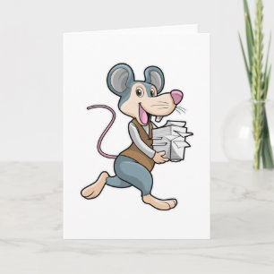 Maus als Sekretärin mit Papier Karte