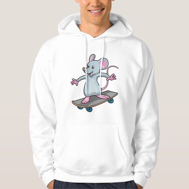 Maus als Skater mit Skateboard Hoodie (Vorderseite)