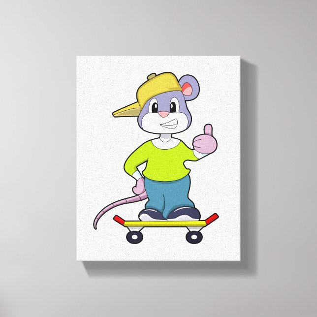 Maus als Skater mit Skateboard Leinwanddruck (Vorderseite)