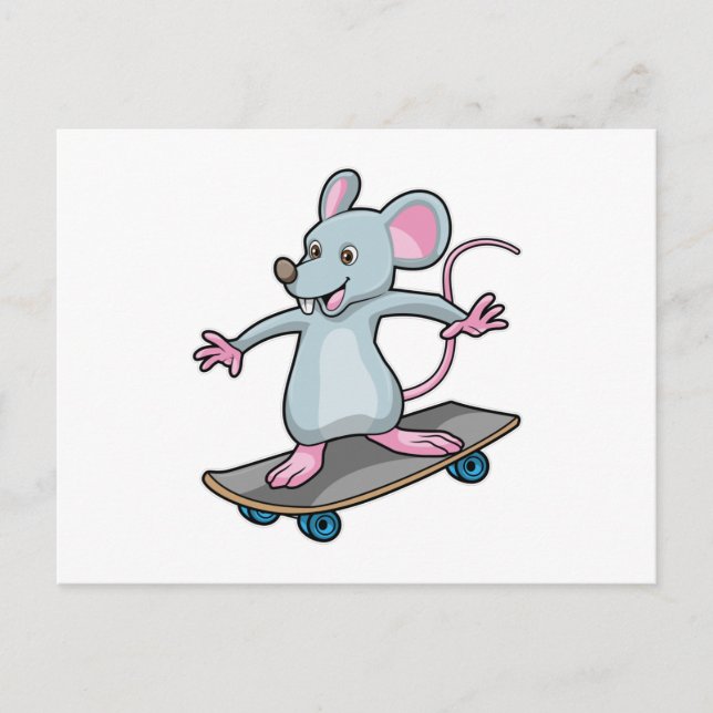 Maus als Skater mit Skateboard Postkarte (Vorderseite)