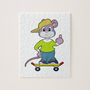 Maus als Skater mit Skateboard Puzzle