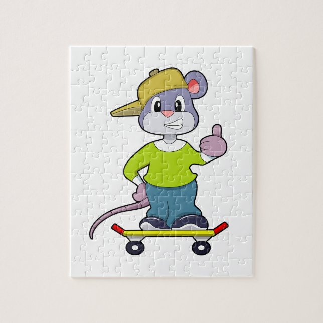 Maus als Skater mit Skateboard Puzzle (Vertikal)