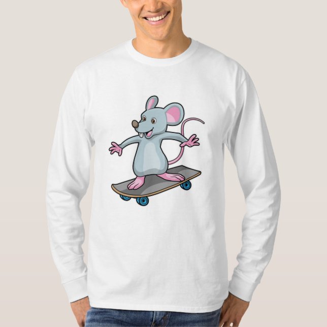 Maus als Skater mit Skateboard T-Shirt (Vorderseite)