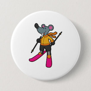 Maus als Skifahrer mit Ski Button