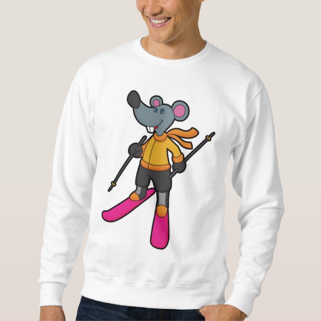 Maus als Skifahrer mit Ski Sweatshirt (Vorderseite)