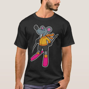 Maus als Skifahrer mit Ski T-Shirt