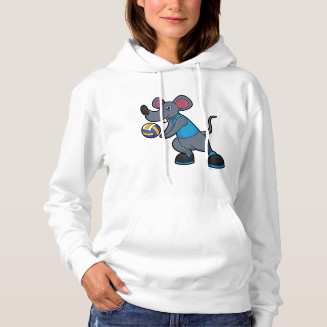 Maus als Volleyballspieler mit Volleyball Hoodie (Vorderseite)