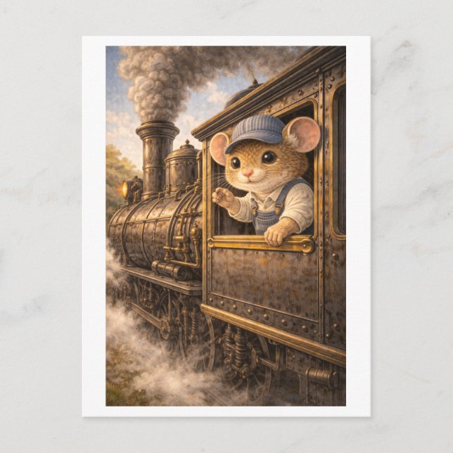 Maus als Zugführer in ihrer Karriere Postkarte (Vorderseite)