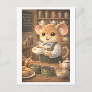 Maus auf Berufsweg als Teeladenbesitzer Postkarte