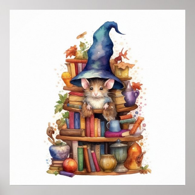 Maus auf Büchern 2 Poster (Vorne)