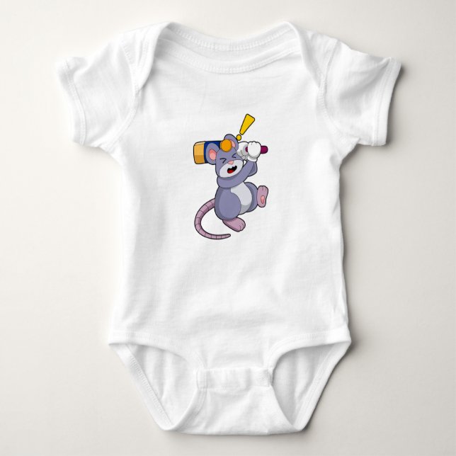 Maus auf Cricket mit Cricket-Fledermaus Baby Strampler (Vorderseite)