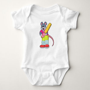 Maus auf Cricket mit Cricket-Fledermaus Baby Strampler