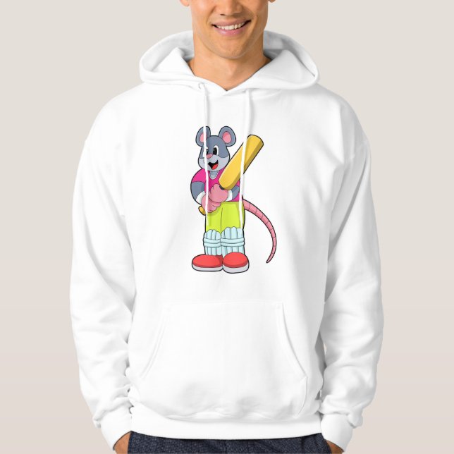 Maus auf Cricket mit Cricket-Fledermaus Hoodie (Vorderseite)