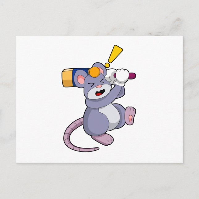 Maus auf Cricket mit Cricket-Fledermaus Postkarte (Vorderseite)