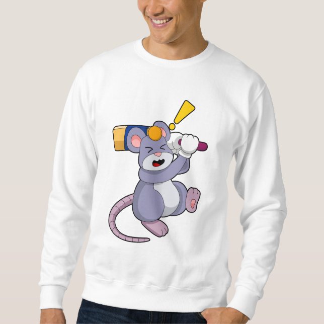 Maus auf Cricket mit Cricket-Fledermaus Sweatshirt (Vorderseite)