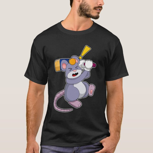 Maus auf Cricket mit Cricket-Fledermaus T-Shirt (Vorderseite)