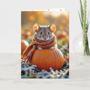 Maus auf einem Autumn Pumpkin Karte