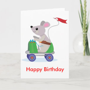 Maus auf einem Skate Scooter Geburtstag Karte