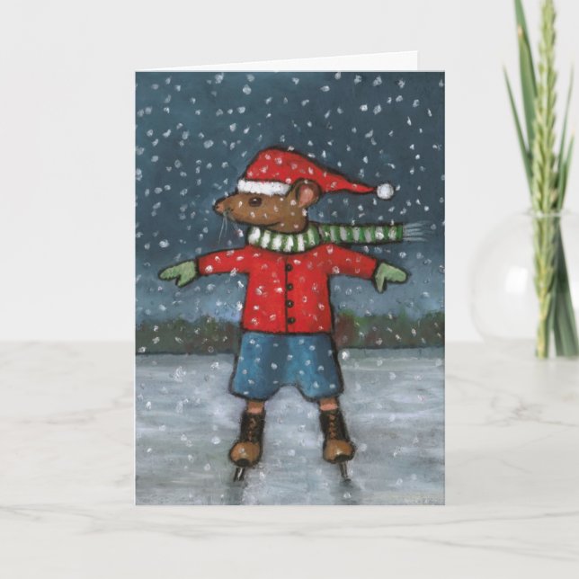 Maus auf Skaten: Schnee: Happy Birthday Super Star Karte (Vorderseite)