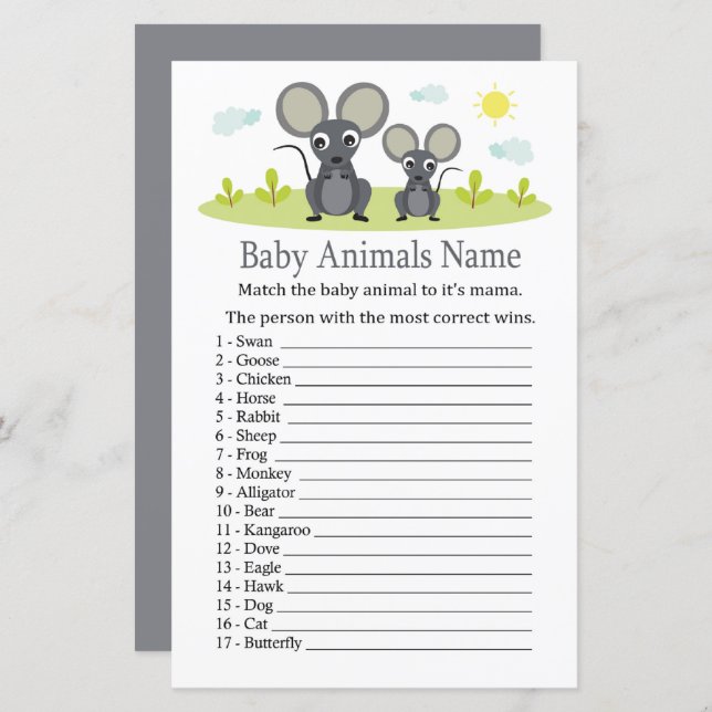 Maus Baby Animes Name Game (Vorne/Hinten)
