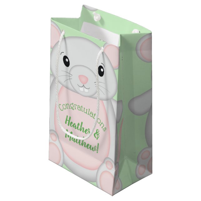 Maus Baby Dusche Kleine Geschenktüte (Vorderseite Schrägansicht)