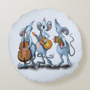 Maus Band Blue Round Pillow Fun Rundes Kissen