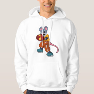 Maus bei Baseball mit Baseball-Handschuh Hoodie