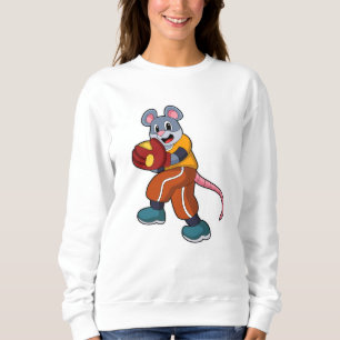Maus bei Baseball mit Baseball-Handschuh Sweatshirt