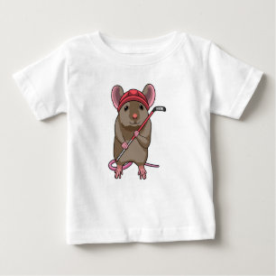 Maus bei Eishockey mit Eishockeystick mit Eishocke Baby T-shirt